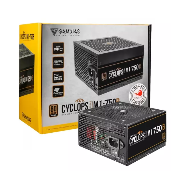 Fonte Gamdias 750W - Cyclops 80 plus Gold